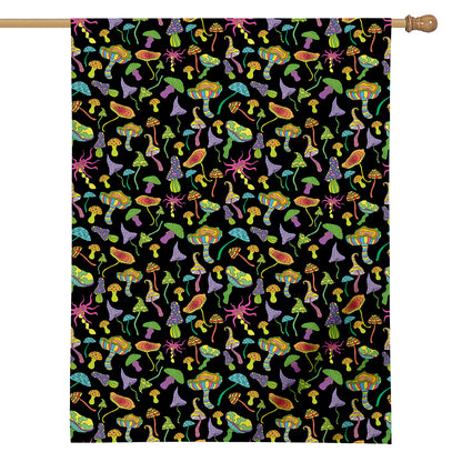 Psychedelic Mushroom Pattern Print House Flag
