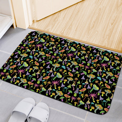 Psychedelic Mushroom Pattern Print Indoor Door Mat