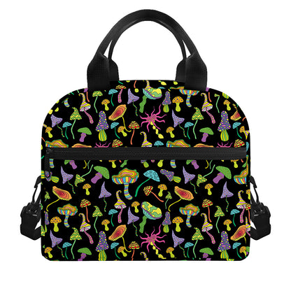Psychedelic Mushroom Pattern Print Insulated Lunch Bag