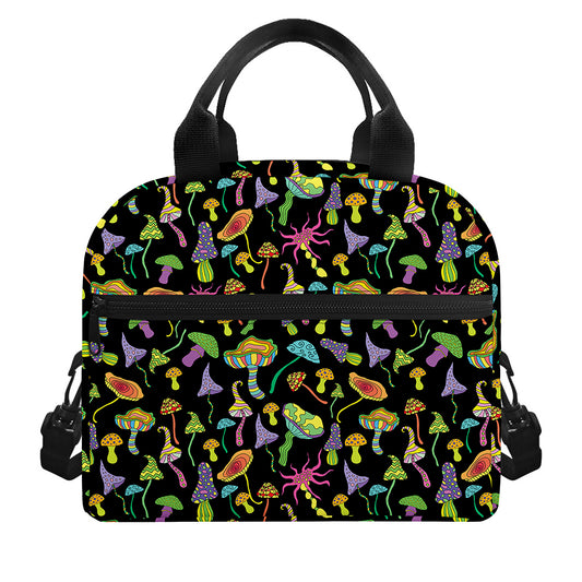 Psychedelic Mushroom Pattern Print Insulated Lunch Bag