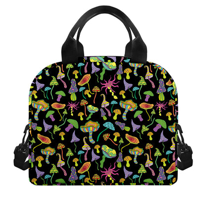 Psychedelic Mushroom Pattern Print Insulated Lunch Bag