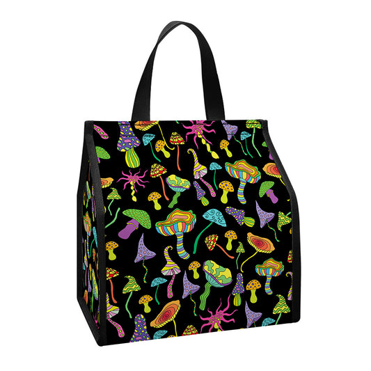Psychedelic Mushroom Pattern Print Insulated Lunch Tote