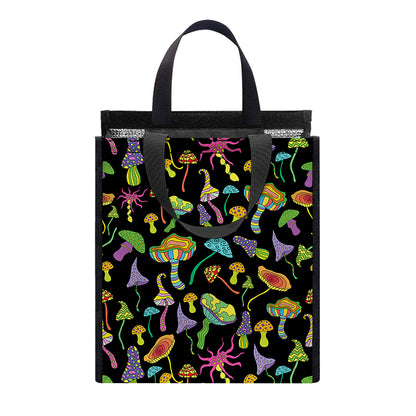 Psychedelic Mushroom Pattern Print Insulated Lunch Tote
