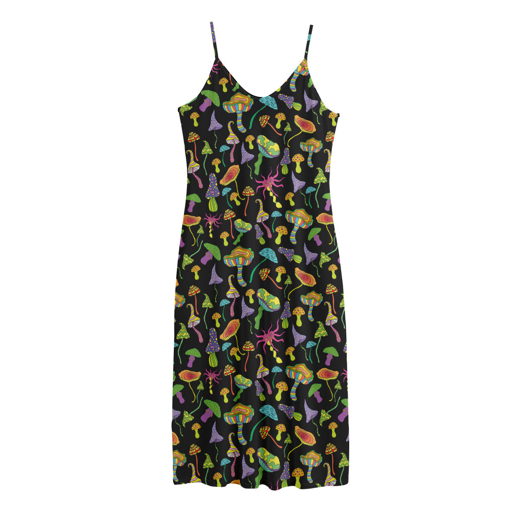 Psychedelic Mushroom Pattern Print Jersey Midi Cami Dress