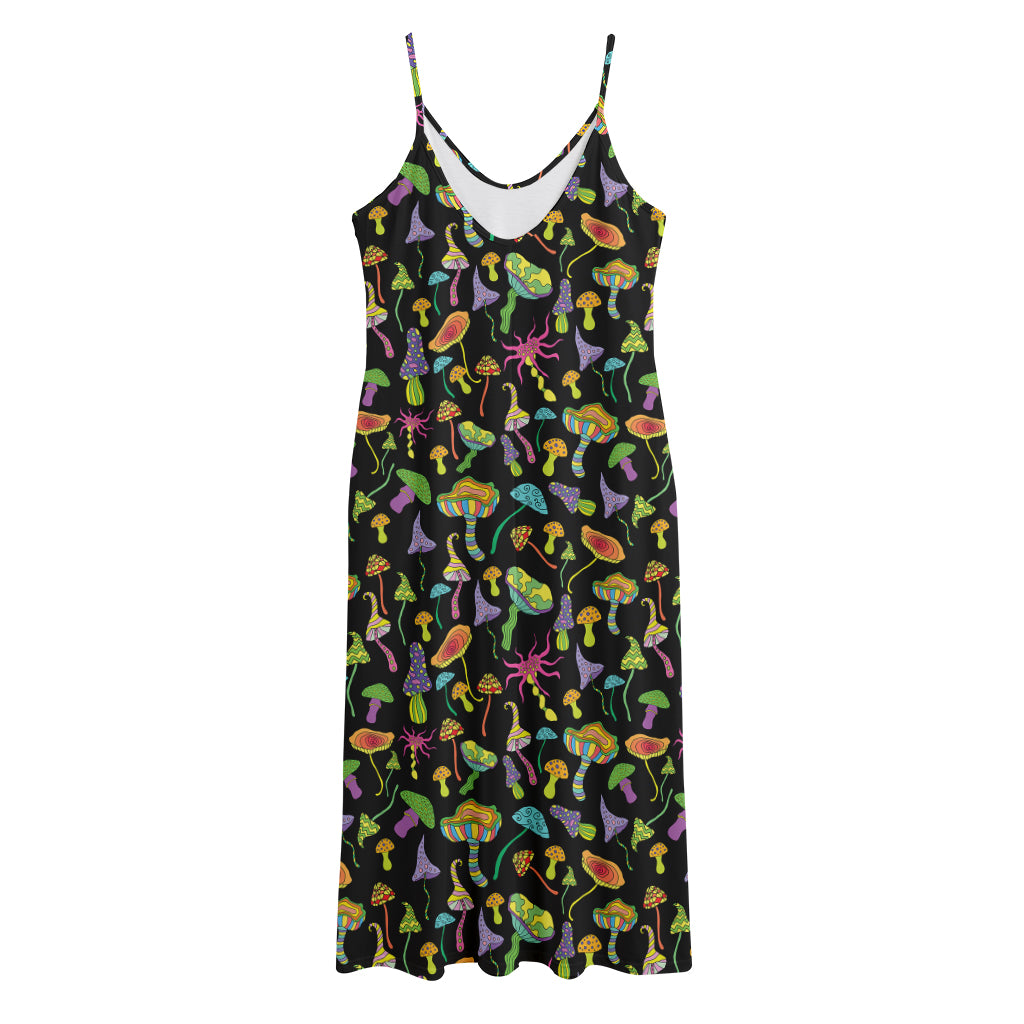 Psychedelic Mushroom Pattern Print Jersey Midi Cami Dress