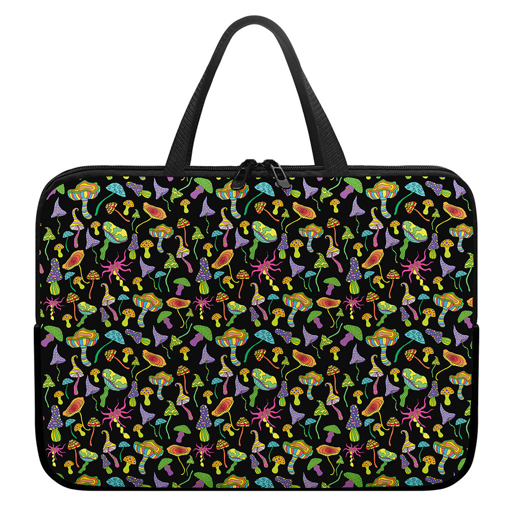 Psychedelic Mushroom Pattern Print Laptop Sleeve With Handle