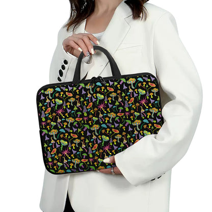 Psychedelic Mushroom Pattern Print Laptop Sleeve With Handle
