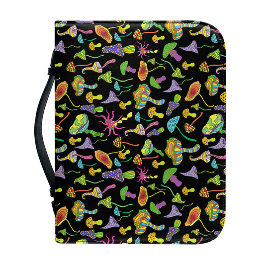 Psychedelic Mushroom Pattern Print Leather Bible Cover