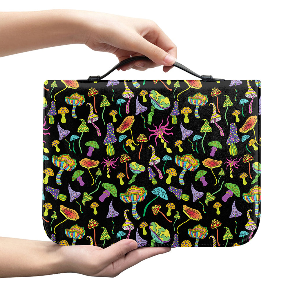 Psychedelic Mushroom Pattern Print Leather Bible Cover