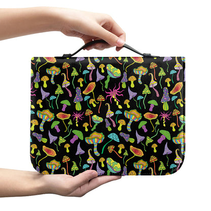 Psychedelic Mushroom Pattern Print Leather Bible Cover