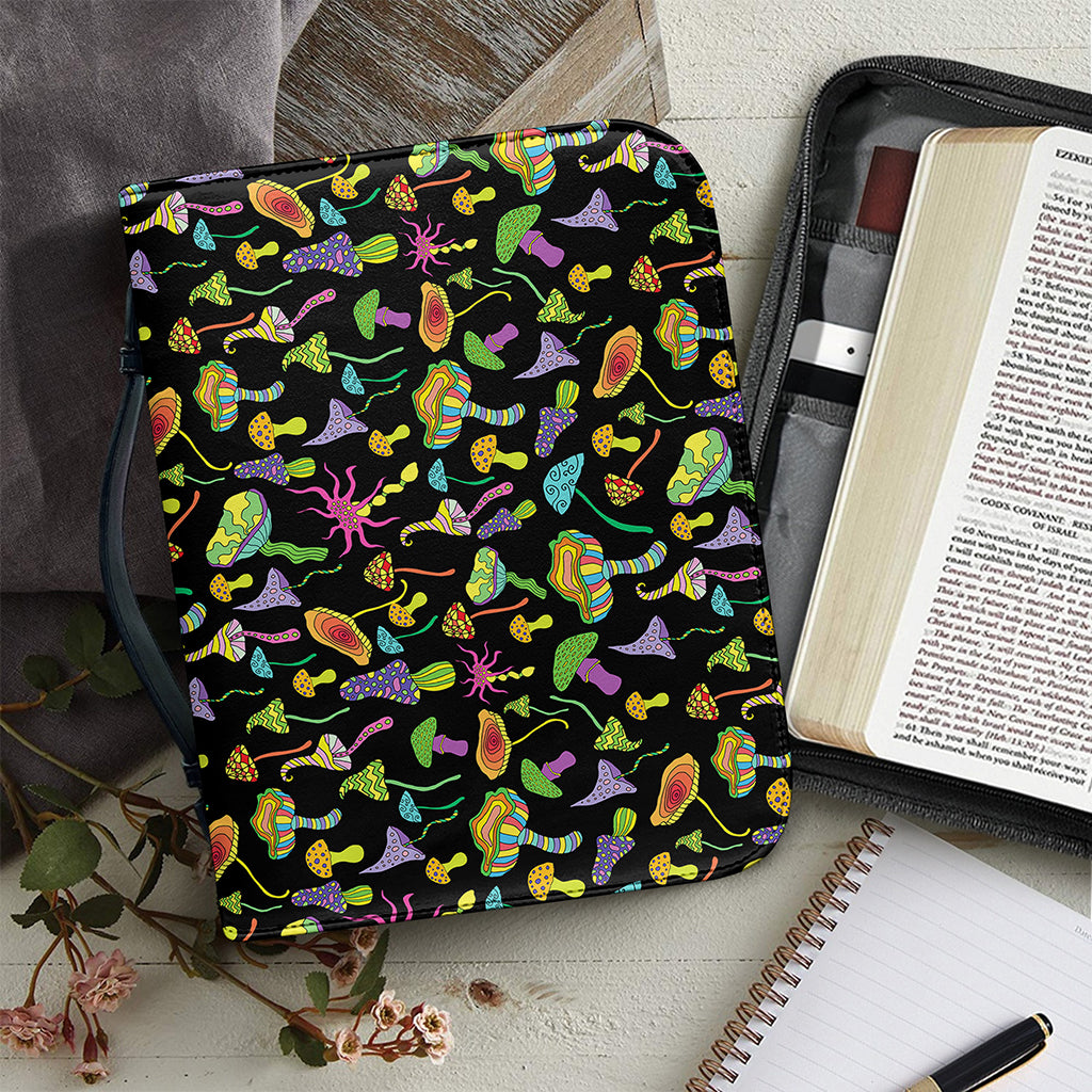 Psychedelic Mushroom Pattern Print Leather Bible Cover