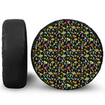 Psychedelic Mushroom Pattern Print Leather Spare Tire Cover