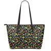 Psychedelic Mushroom Pattern Print Leather Tote Bag