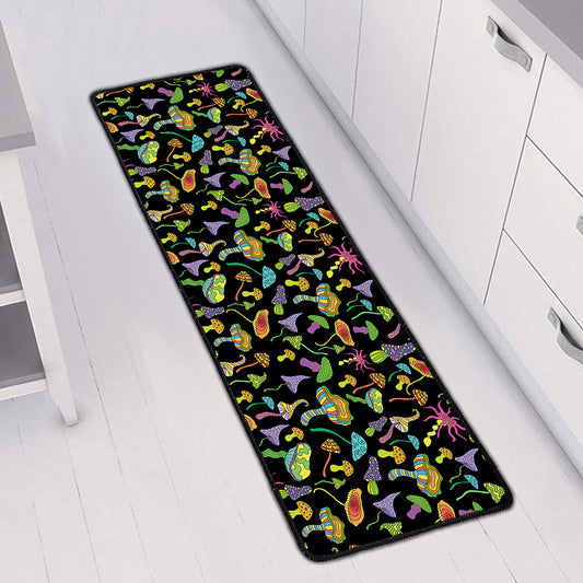 Psychedelic Mushroom Pattern Print Long Kitchen Mat