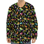 Psychedelic Mushroom Pattern Print Long Sleeve Baseball Jersey
