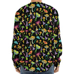 Psychedelic Mushroom Pattern Print Long Sleeve Baseball Jersey