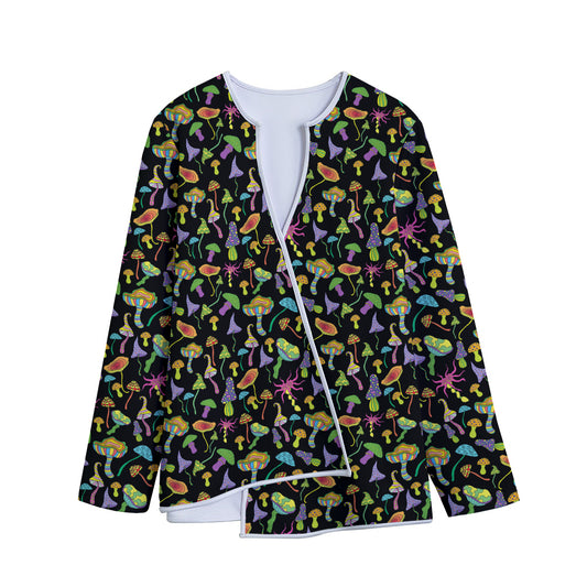Psychedelic Mushroom Pattern Print Long Sleeve Short Coat