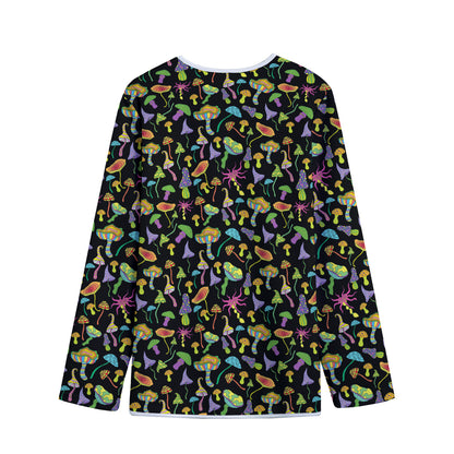 Psychedelic Mushroom Pattern Print Long Sleeve Short Coat