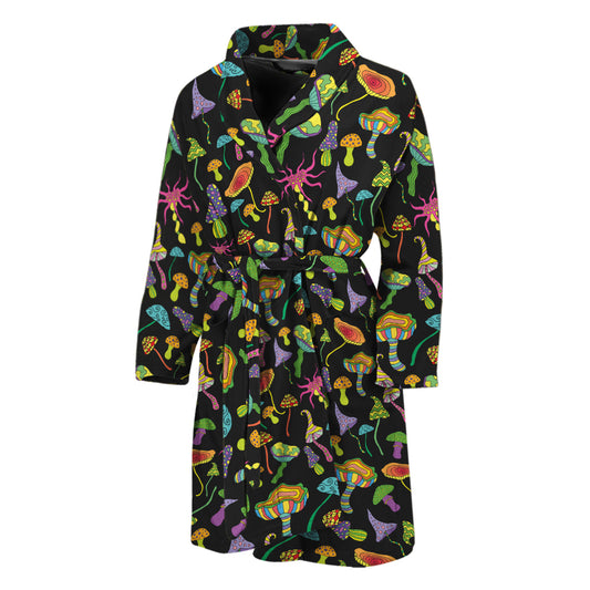 Psychedelic Mushroom Pattern Print Men's Bathrobe
