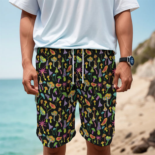 Psychedelic Mushroom Pattern Print Men's Cargo Shorts
