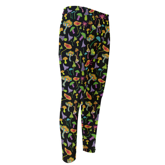 Psychedelic Mushroom Pattern Print Men's Compression Pants