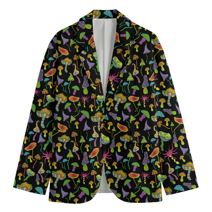 Psychedelic Mushroom Pattern Print Men's Cotton Blazer