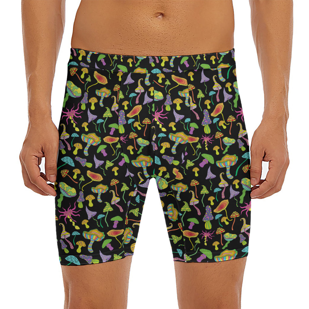 Psychedelic Mushroom Pattern Print Men's Long Boxer Briefs