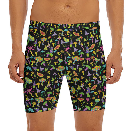 Psychedelic Mushroom Pattern Print Men's Long Boxer Briefs