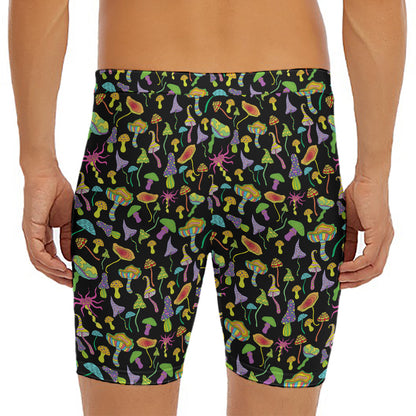 Psychedelic Mushroom Pattern Print Men's Long Boxer Briefs