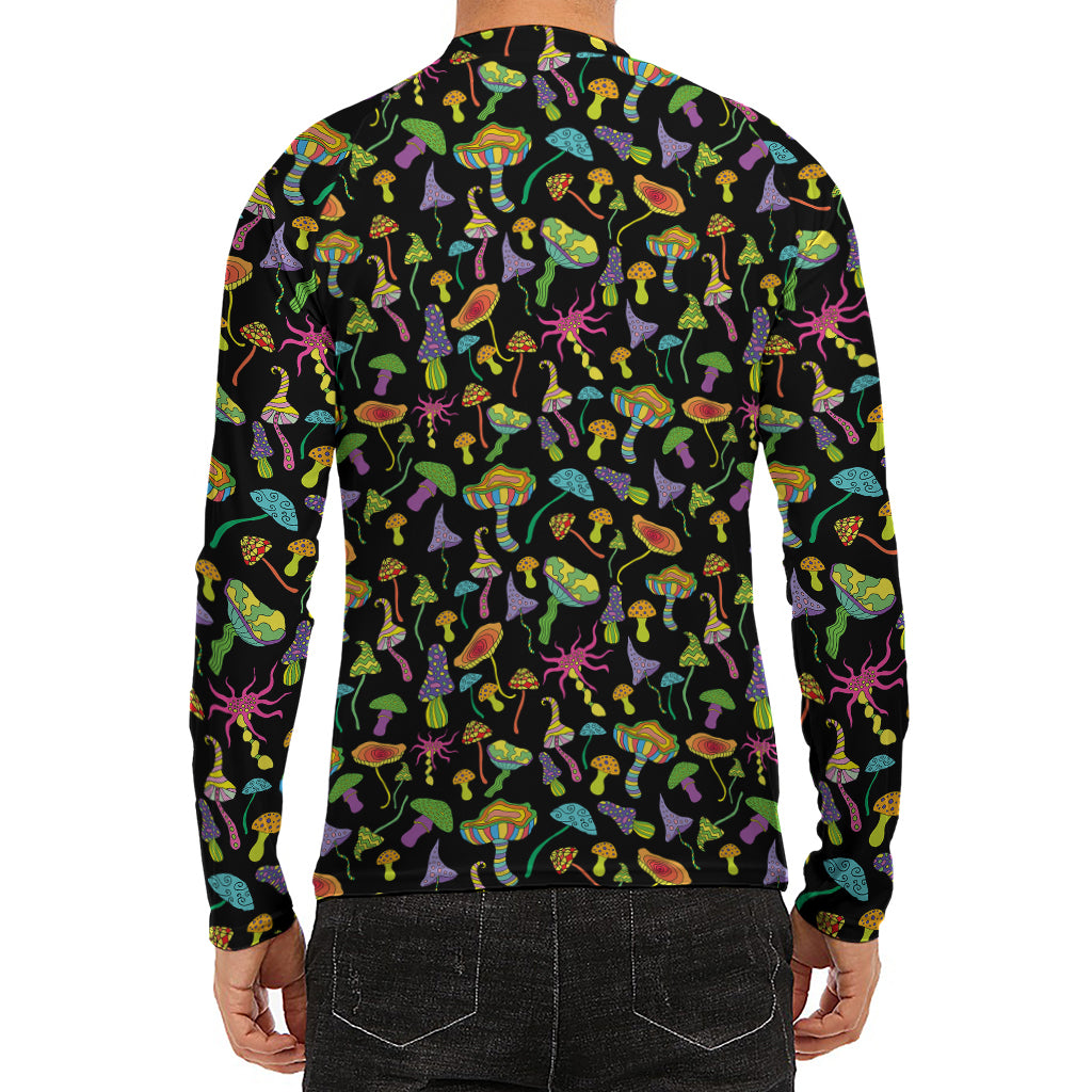 Psychedelic Mushroom Pattern Print Men's Long Sleeve Rash Guard