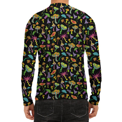 Psychedelic Mushroom Pattern Print Men's Long Sleeve Rash Guard