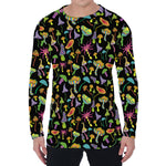 Psychedelic Mushroom Pattern Print Men's Long Sleeve T-Shirt