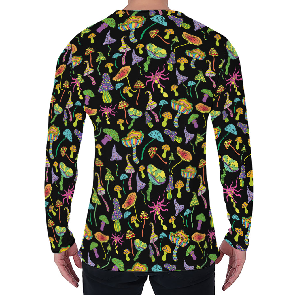 Psychedelic Mushroom Pattern Print Men's Long Sleeve T-Shirt