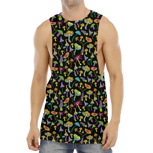 Psychedelic Mushroom Pattern Print Men's Muscle Tank Top