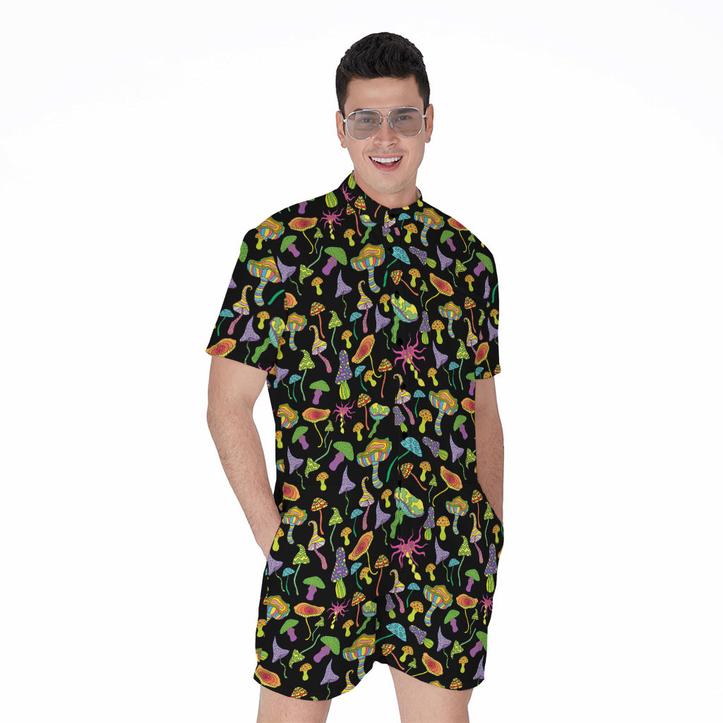 Psychedelic Mushroom Pattern Print Men's Rompers