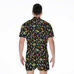 Psychedelic Mushroom Pattern Print Men's Rompers
