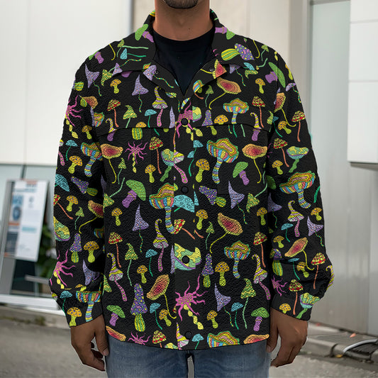 Psychedelic Mushroom Pattern Print Men's Shirt Jacket