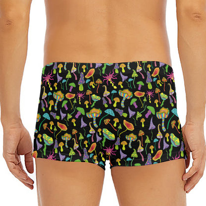 Psychedelic Mushroom Pattern Print Men's Short Boxer Briefs