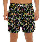 Psychedelic Mushroom Pattern Print Men's Split Running Shorts