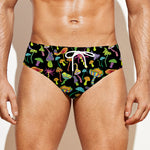 Psychedelic Mushroom Pattern Print Men's Swim Briefs