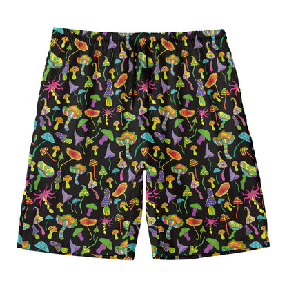 Psychedelic Mushroom Pattern Print Men's Swim Trunks