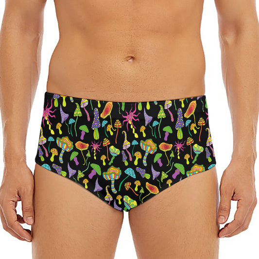 Psychedelic Mushroom Pattern Print Men's Triangle Swim Briefs