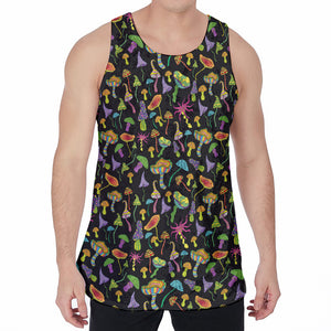 Psychedelic Mushroom Pattern Print Men's Velvet Tank Top