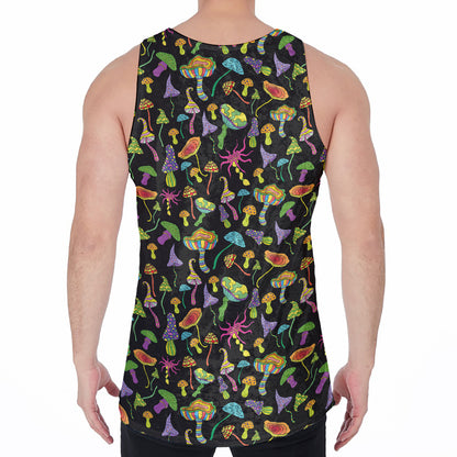Psychedelic Mushroom Pattern Print Men's Velvet Tank Top