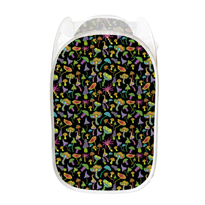 Psychedelic Mushroom Pattern Print Mesh Laundry Hamper