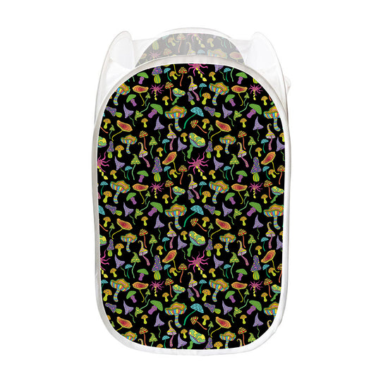 Psychedelic Mushroom Pattern Print Mesh Laundry Hamper
