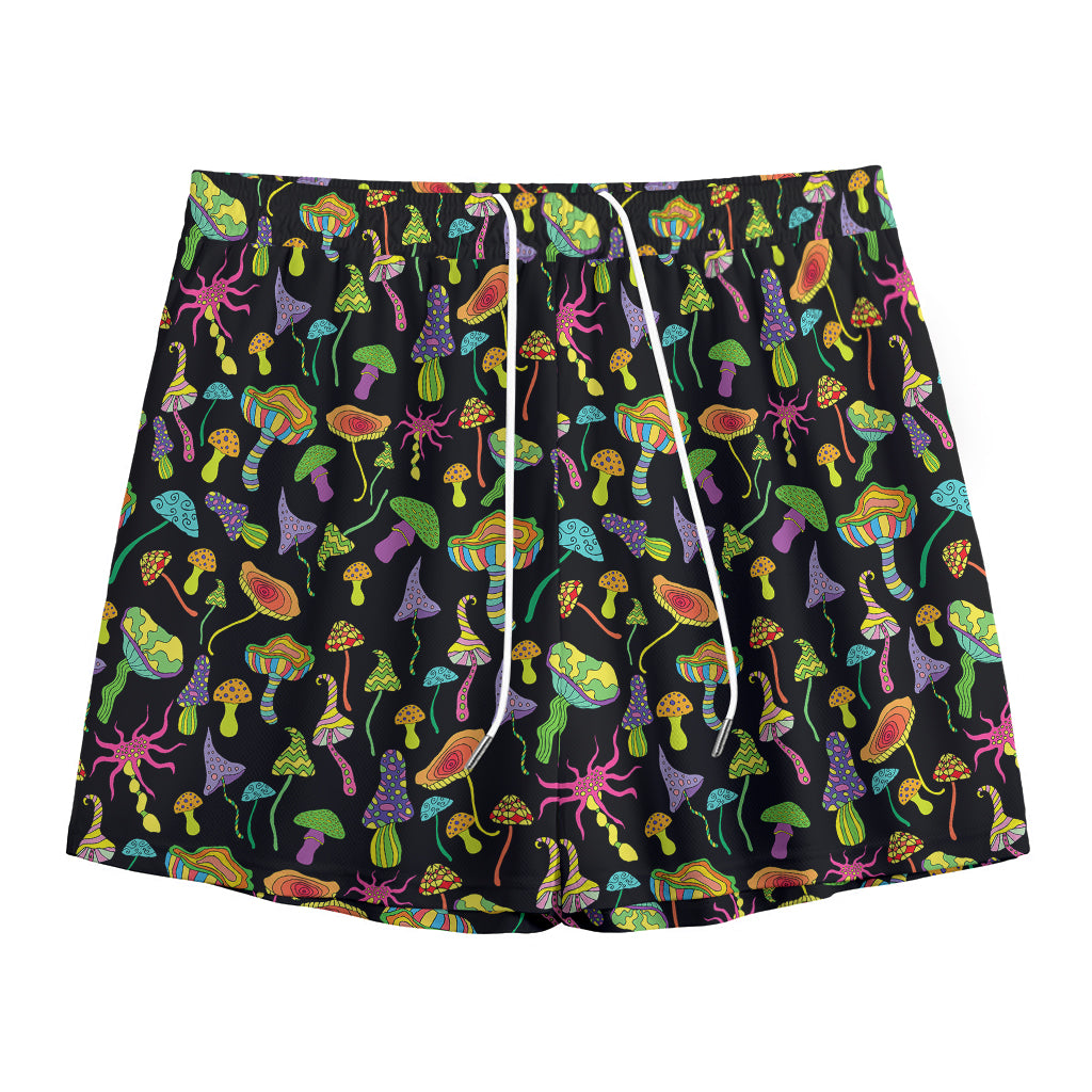 Psychedelic Mushroom Pattern Print Mesh Shorts
