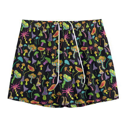 Psychedelic Mushroom Pattern Print Mesh Shorts