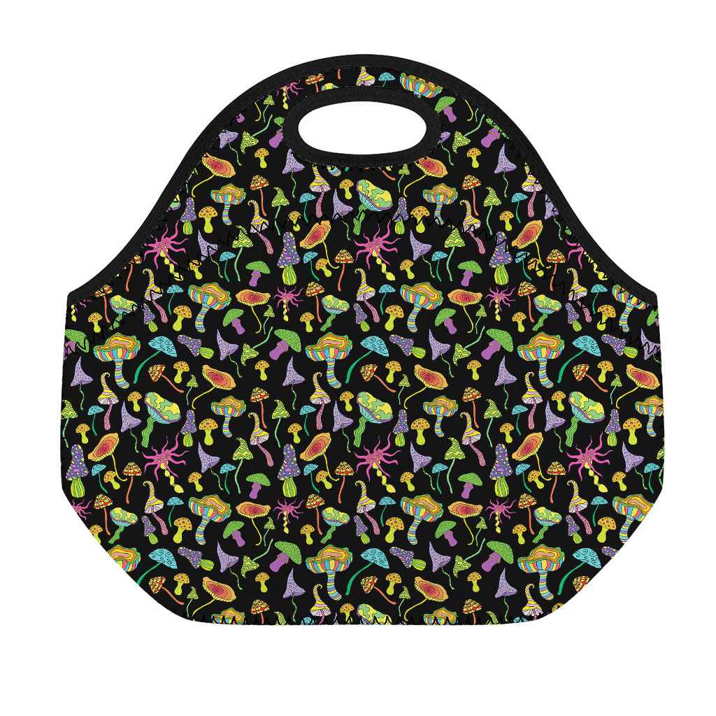 Psychedelic Mushroom Pattern Print Neoprene Lunch Bag
