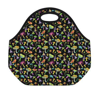 Psychedelic Mushroom Pattern Print Neoprene Lunch Bag
